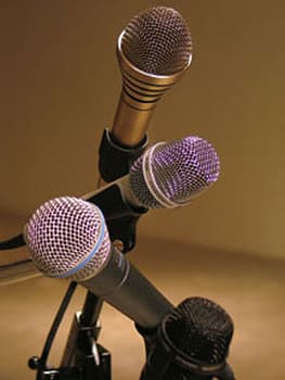 Four microphones facing in various directions