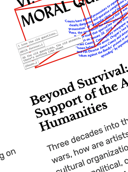 Slanted screenshot of the introduction to "Beyond Survival"