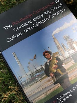 Cover of the Routledge Companion to Contemporary Art, Culture, and Climate Change in the grass