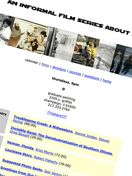 Screenshot of ca. 2000s website with film listings